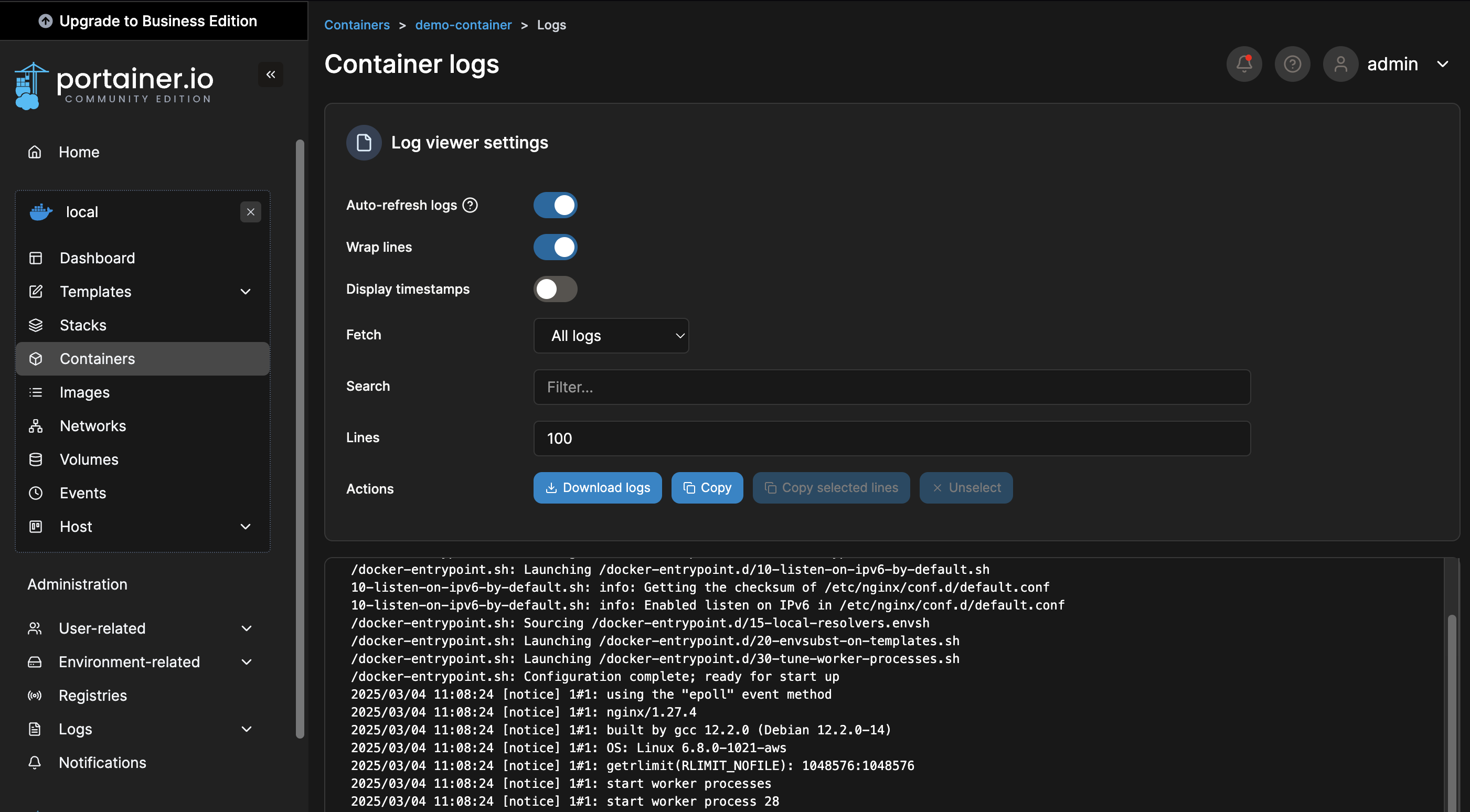 portainer-logs